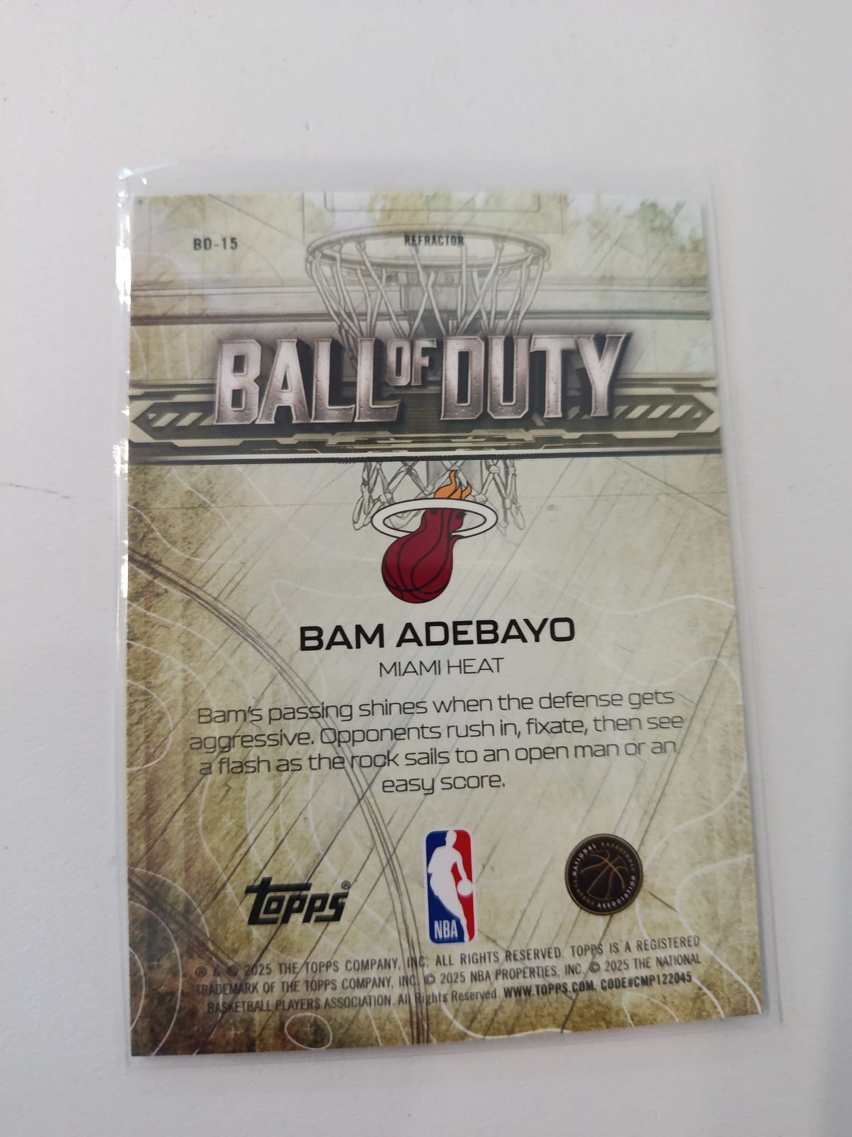 2024-25 Topps Ball of Duty Bam Adebayo Refractor #BD-15 - view 2