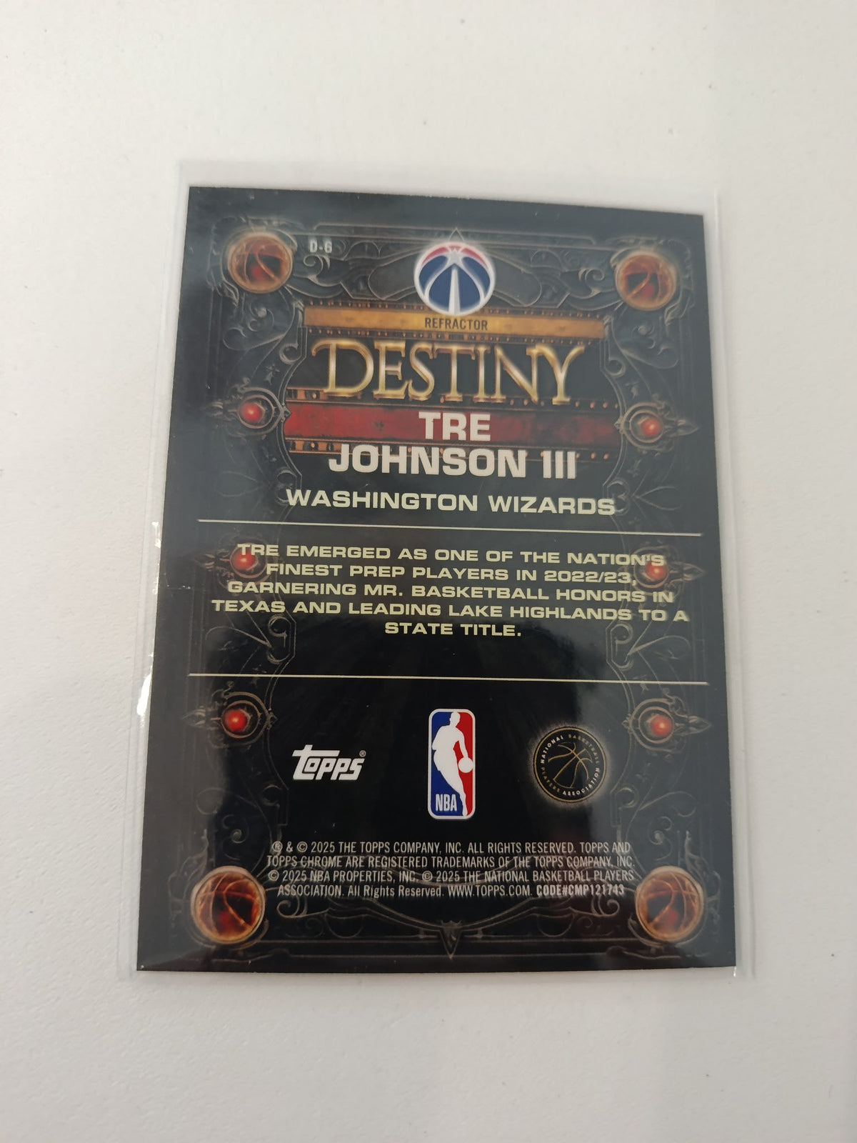 2024-25 Topps Destiny Tre Johnson III Refractor #D-6 - view 2