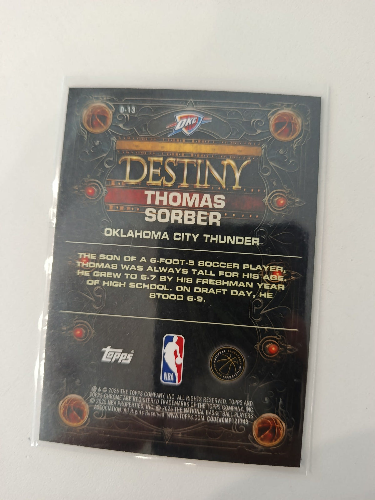 2024-25 Topps Destiny Thomas Sorber #D-13 - view 2