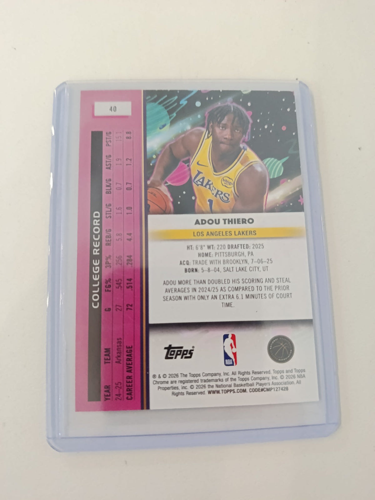 2025-26 Topps Adou Thiero Pink #40 - view 2