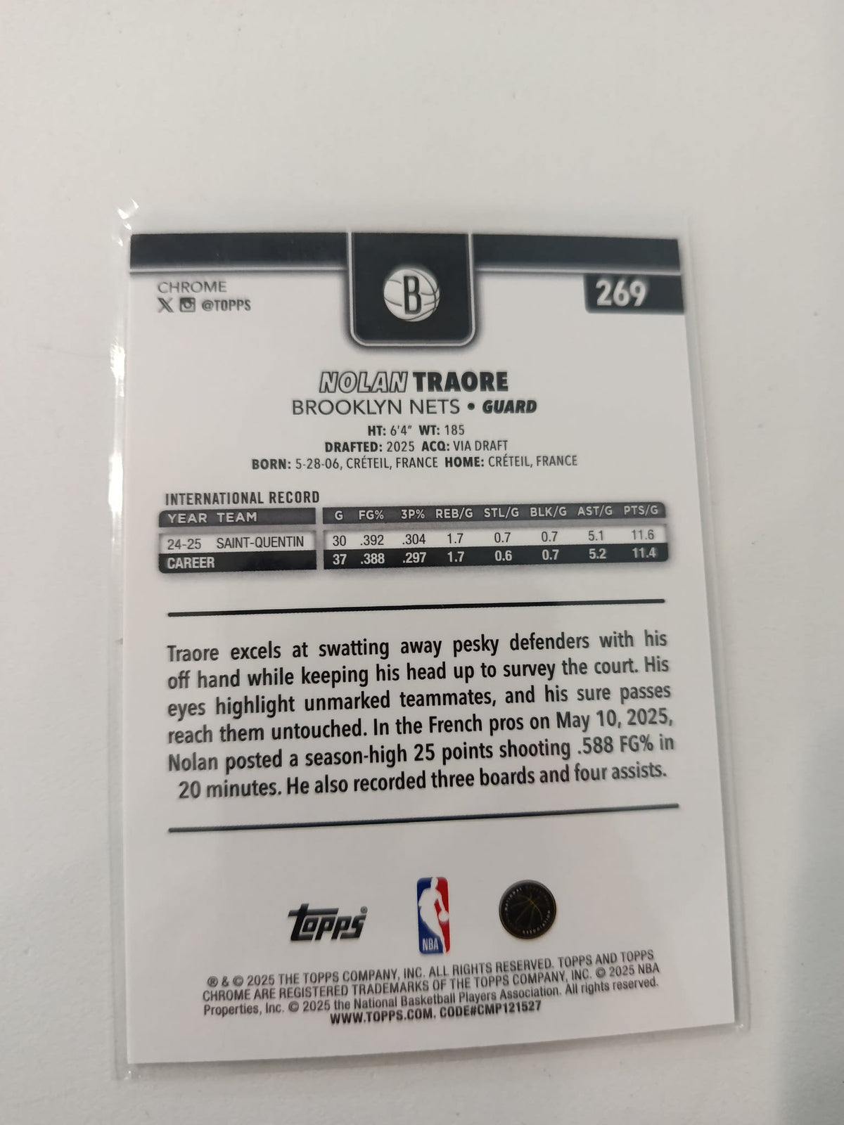 2025 Topps Nolan Traore X-Fractor #269 - view 2