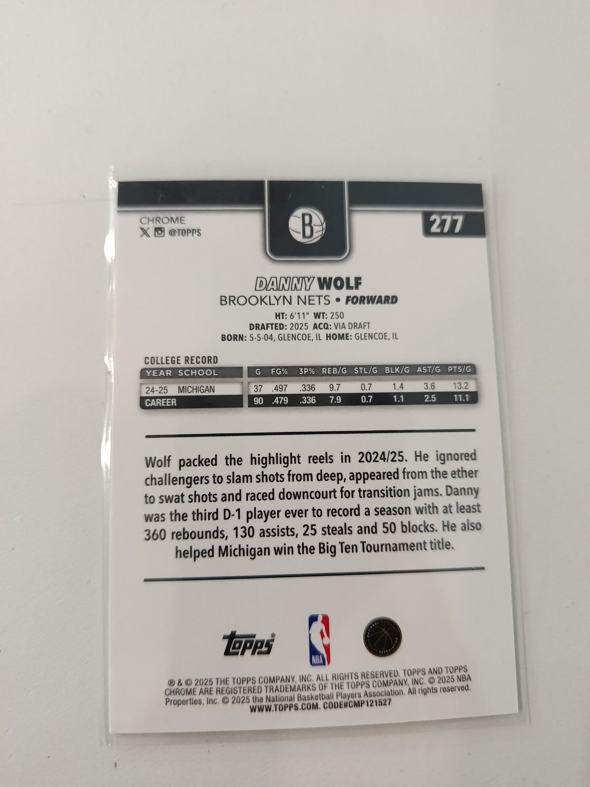 2025 Topps Danny Wolf Mosaic #277 - view 2
