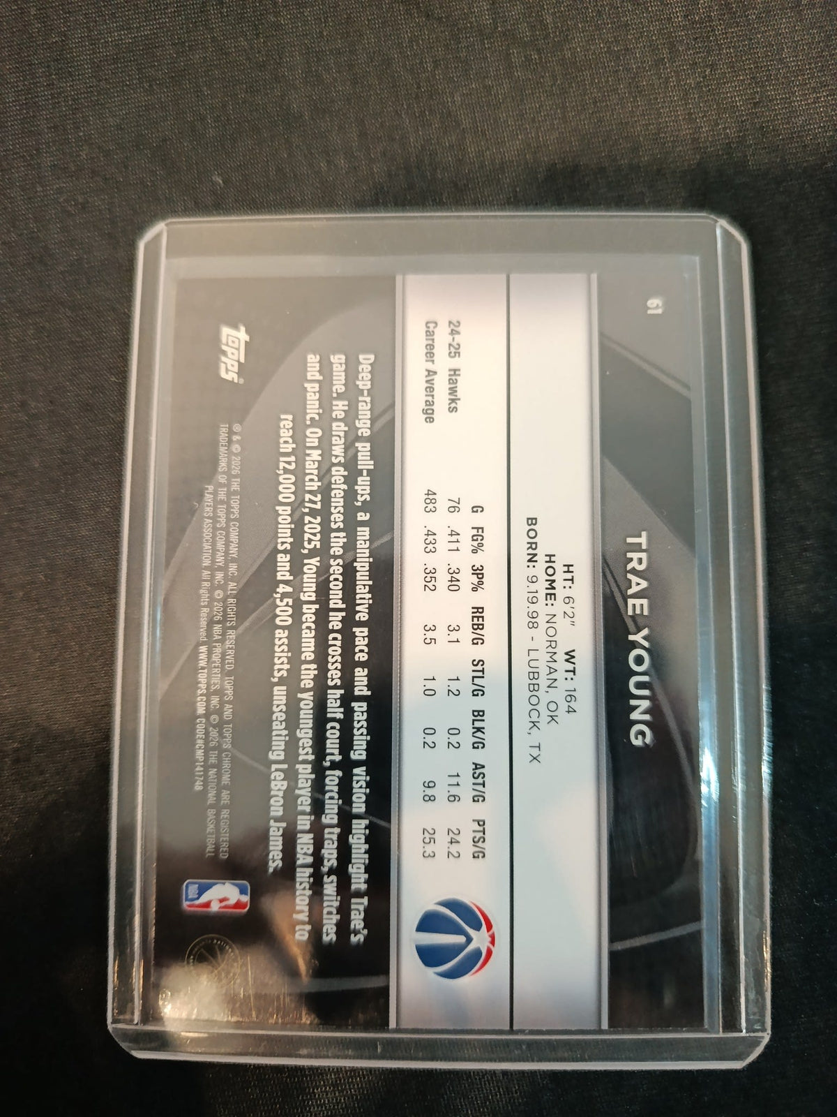 2025-26 Topps Chrome Black Trae Young #61 - view 2