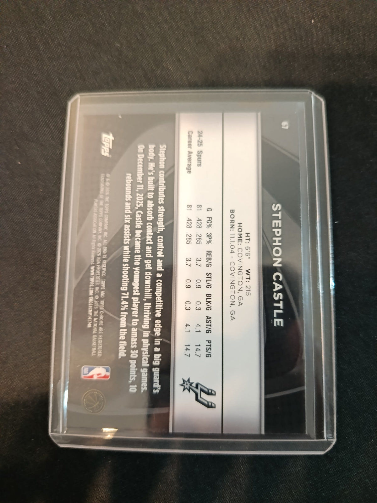 2024-25 Topps Stephon Castle #67 - view 2