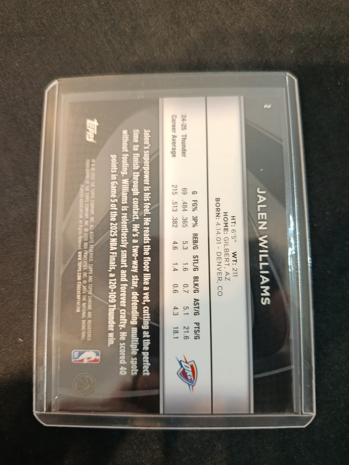 2025-26 Topps Chrome Black Jalen Williams #2 - view 2