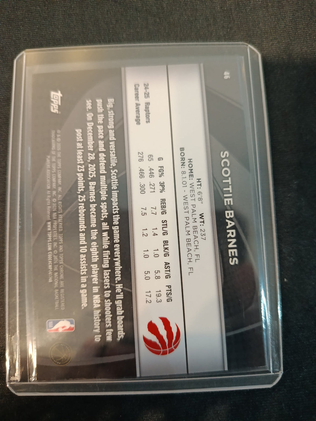 2025-26 Topps Chrome Black Scottie Barnes #46 - view 2