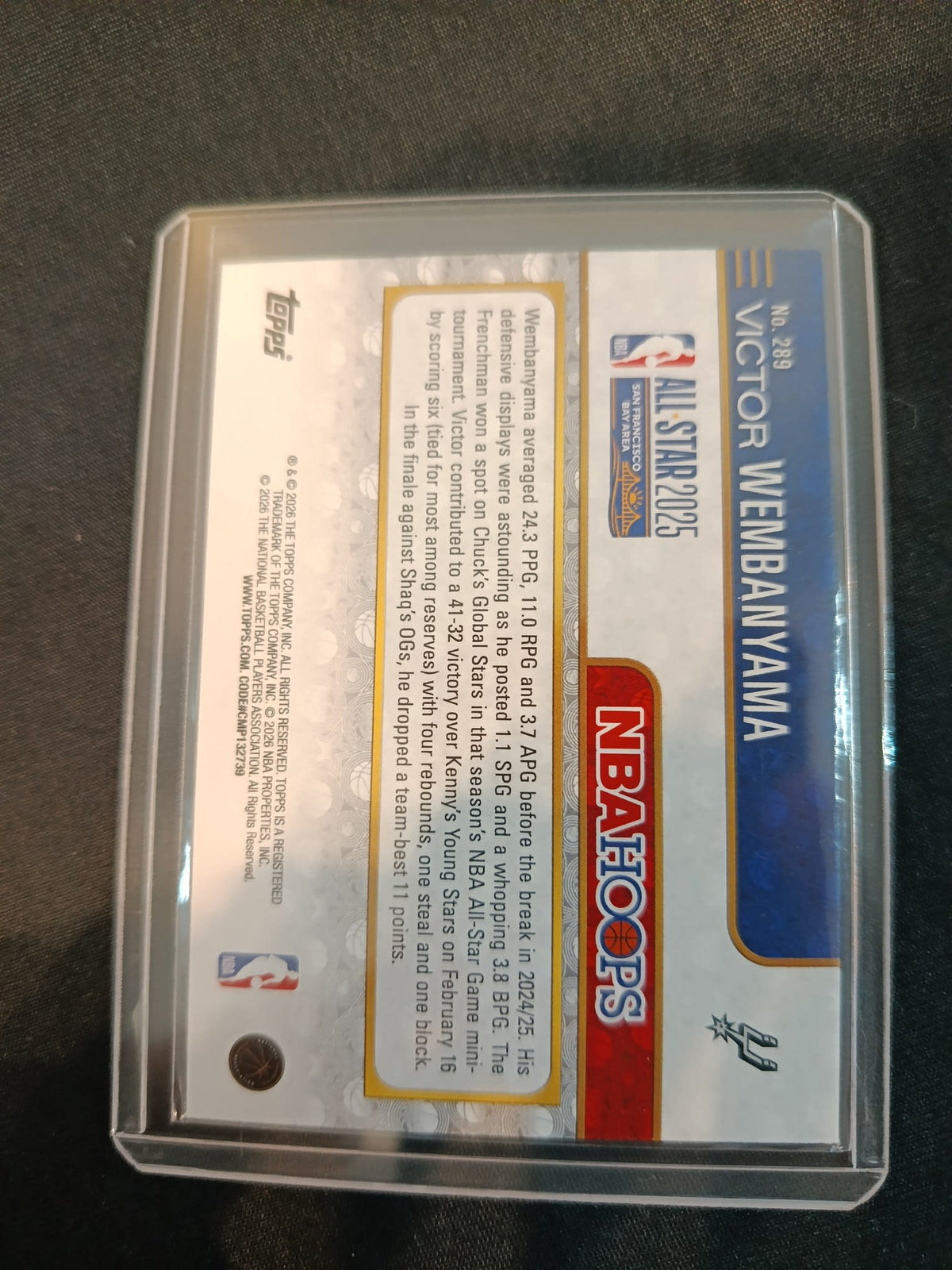 2024-25 Topps NBA Hoops All Star 2025 Victor Wembanyama Holo #289 - view 2