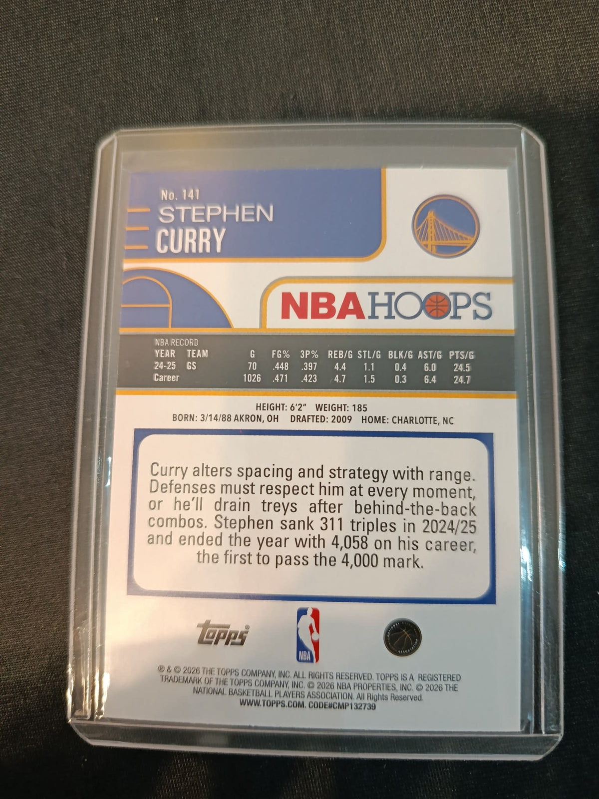 2025-26 Topps NBA Hoops Stephen Curry Silver #141 - view 2