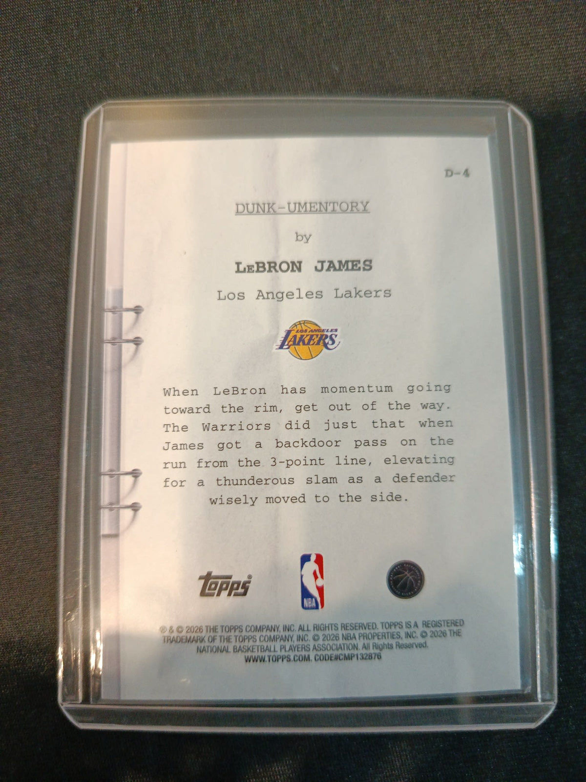 2025-26 Topps NBA Hoops Dunk-Umentory LeBron James #D-4 - view 2