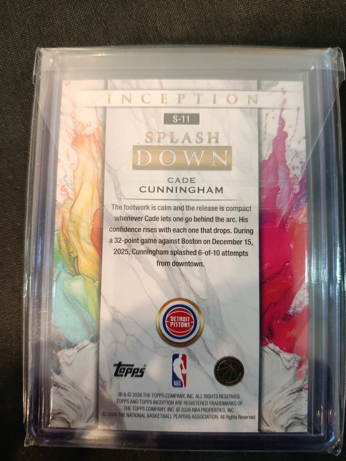 2025-26 Topps Inception Splash Down Cade Cunningham #S-11 - view 2