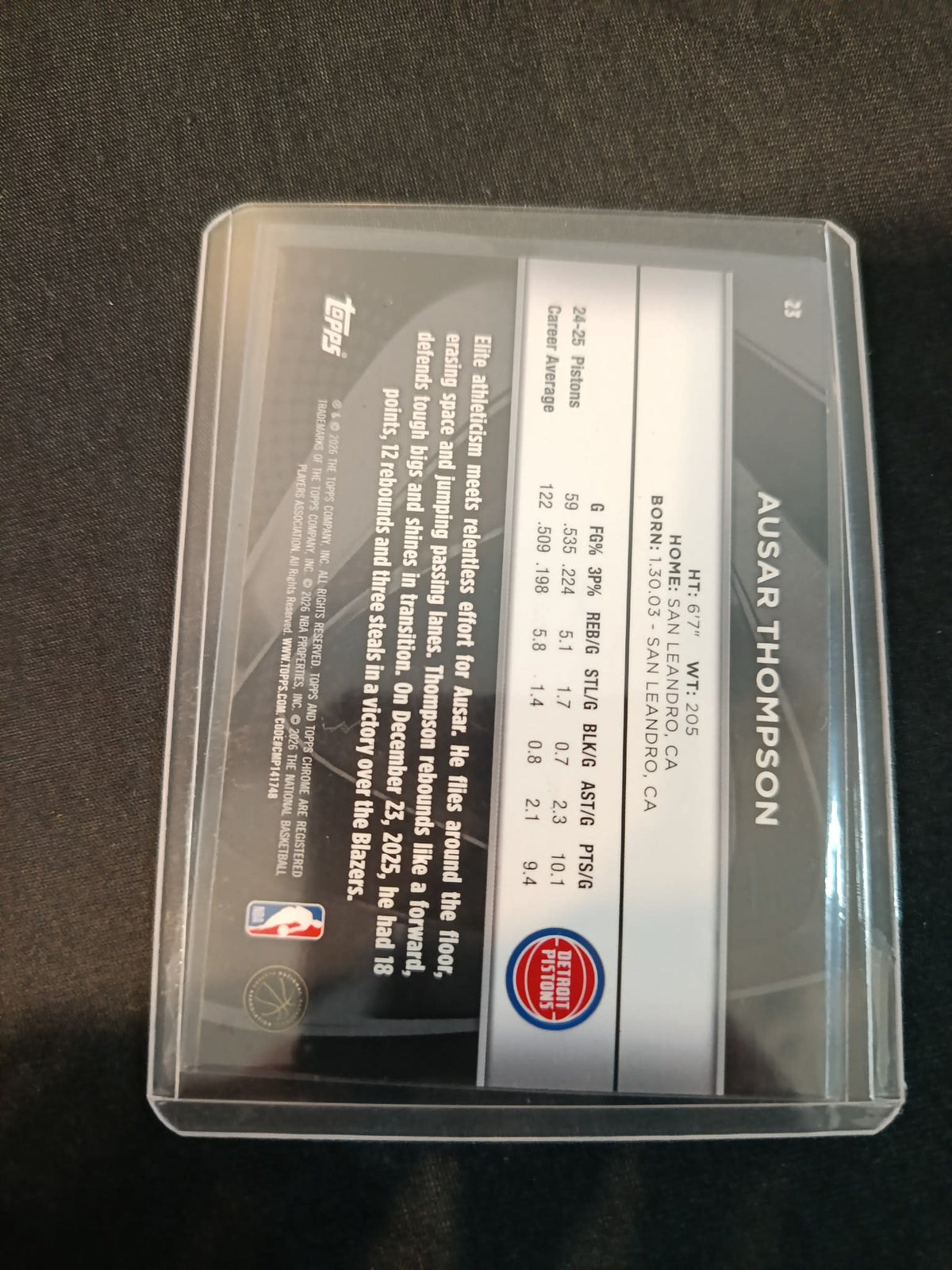 2024-25 Topps Chrome Black Ausar Thompson #23 - view 2