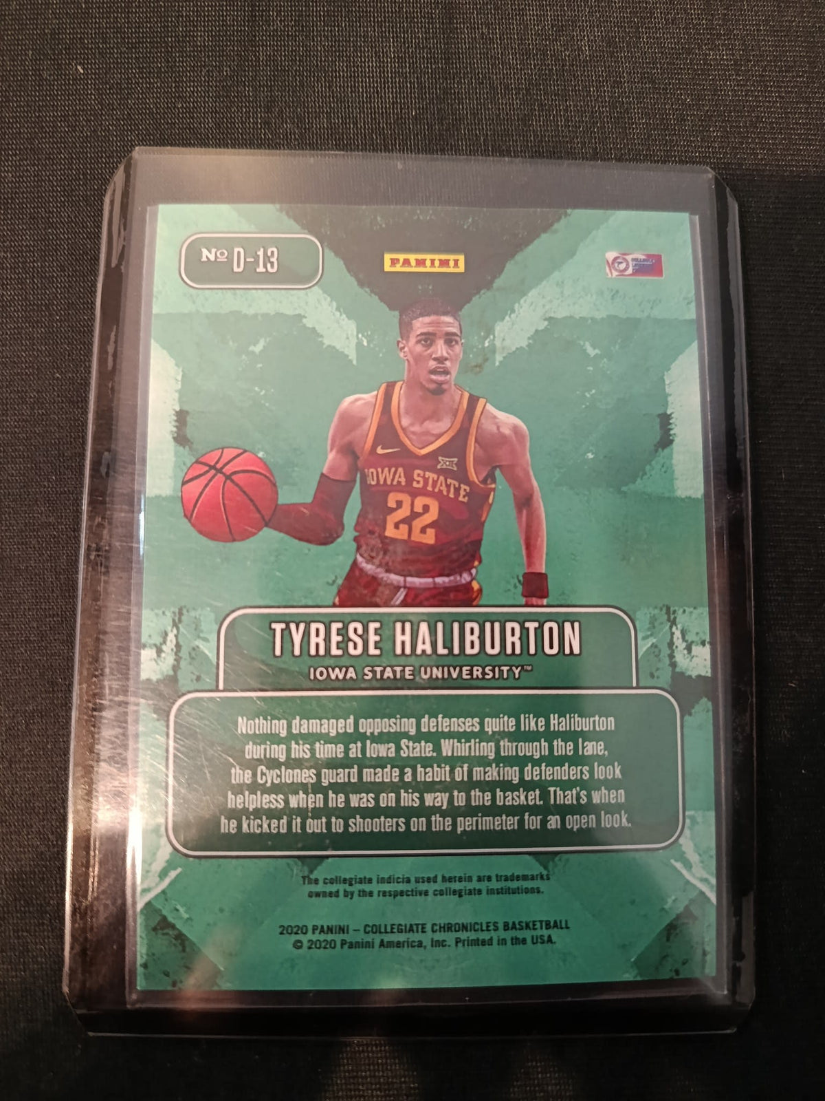 2020 Panini Collegiate Chronicles Downtown Tyrese Haliburton #D-13 - view 2