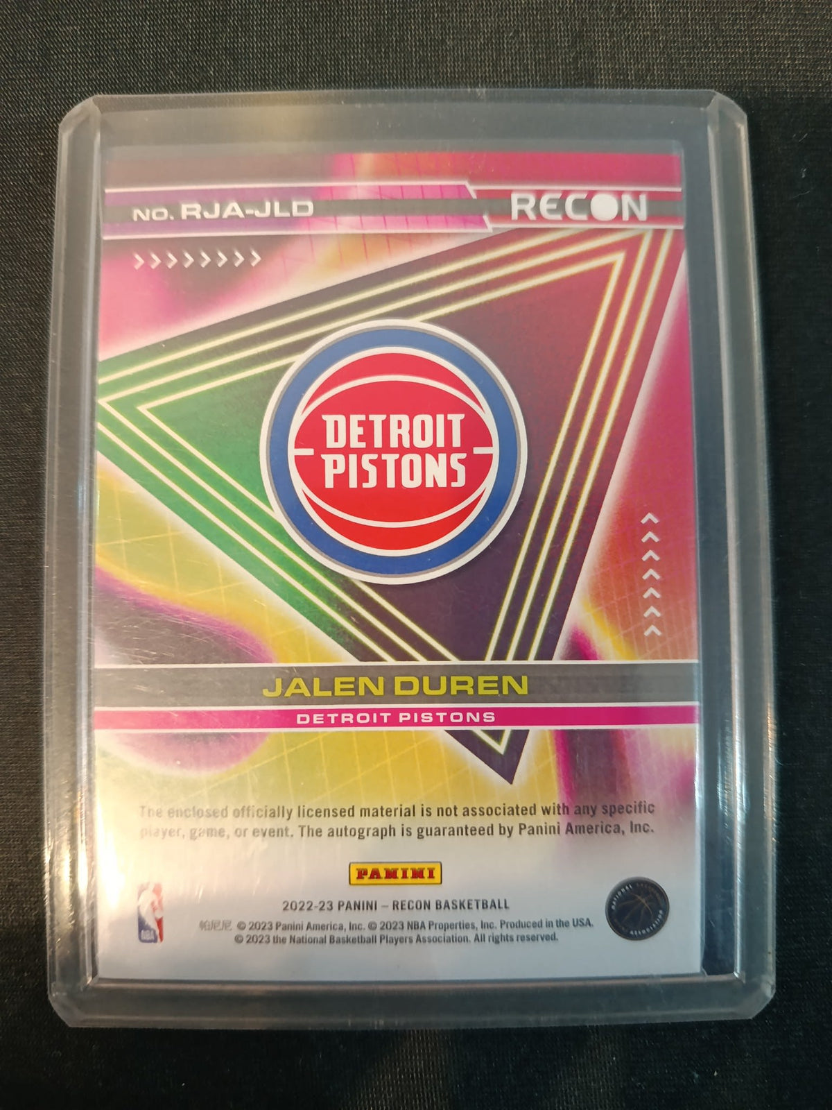 2022-23 Panini Recon Recon Jalen Duren Pink #RJA-JLD - view 2