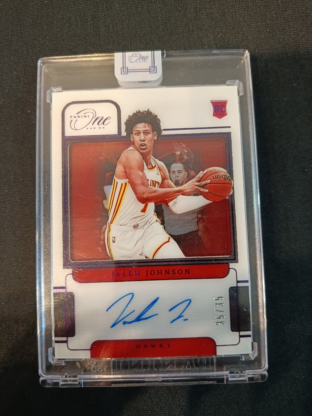 2021-22 Panini One and One Rookie Autographs Jalen Johnson Red /35 #RA-JJN