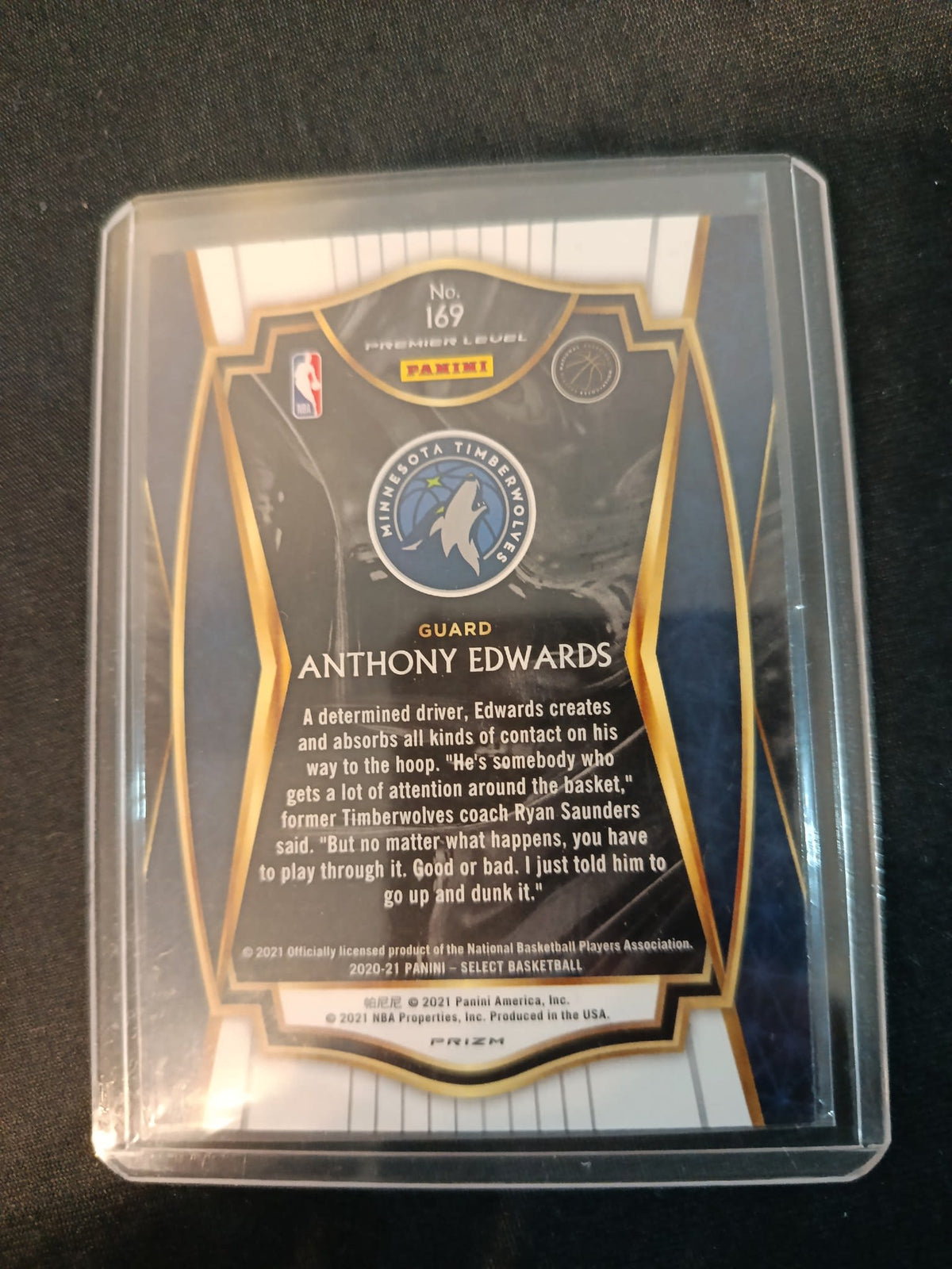 2020-21 Panini Select Premier Level Anthony Edwards Silver #169 - view 2