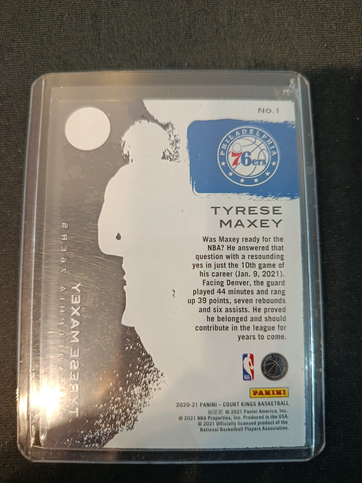 2020-21 Panini Court Kings Tyrese Maxey #1 - view 2