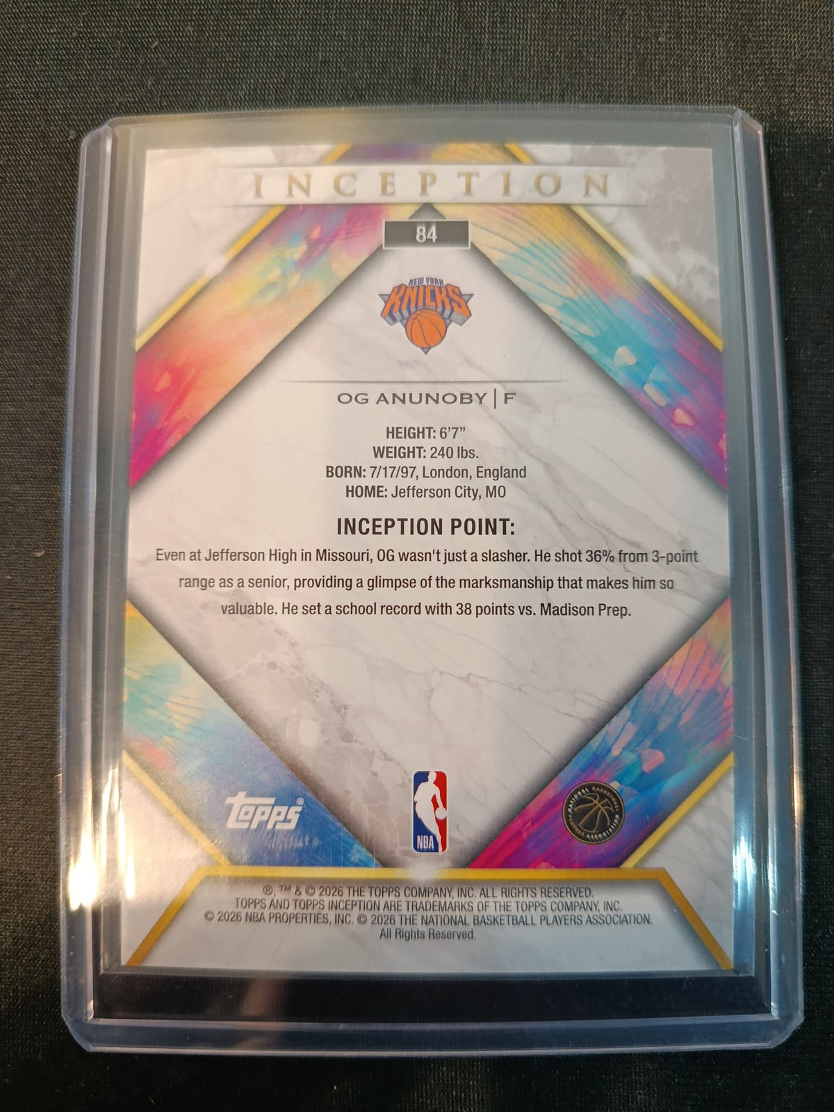 2025-26 Topps Inception OG Anunoby #84 - view 2