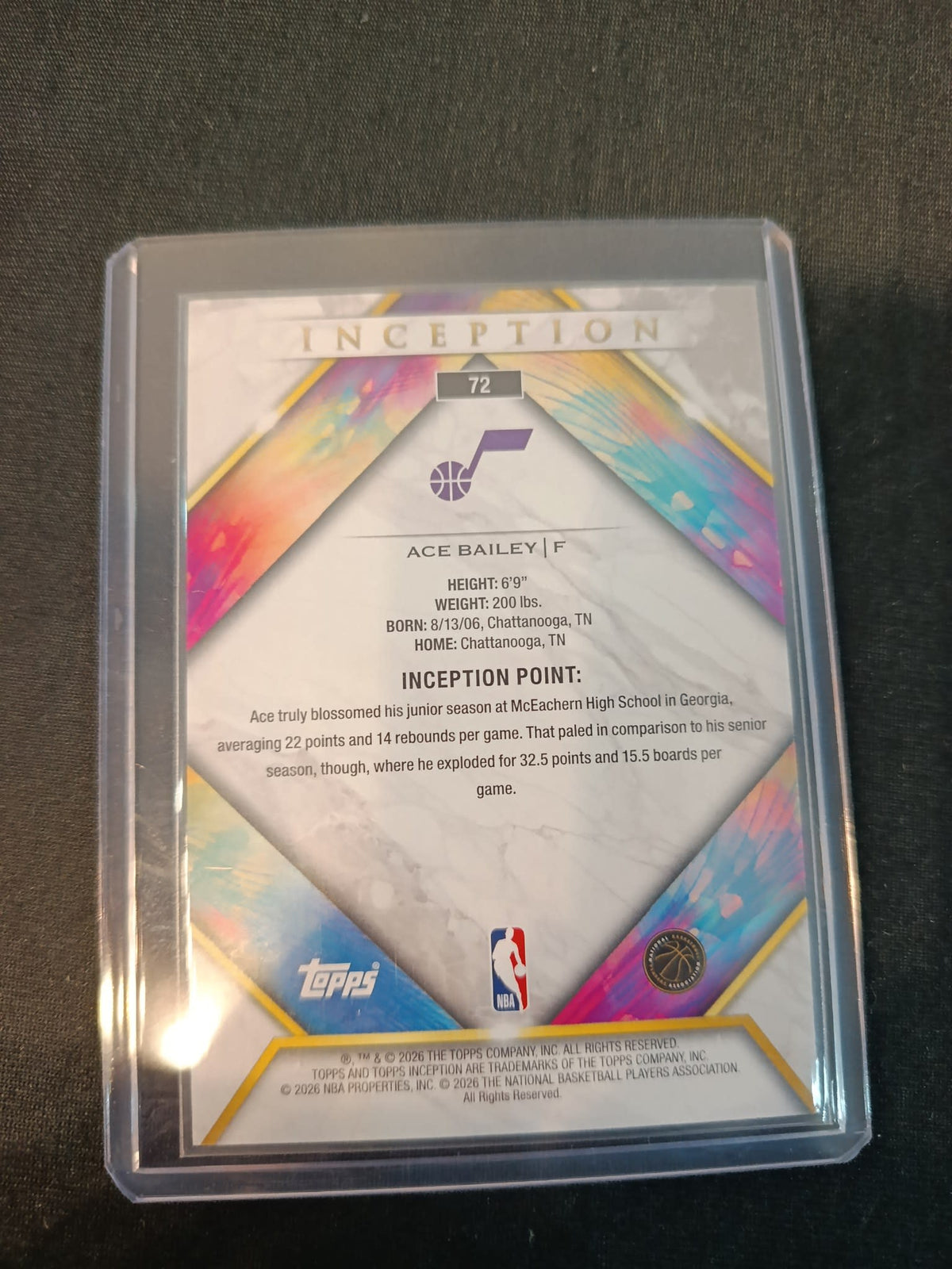 2025-26 Topps Inception Ace Bailey #72 - view 2
