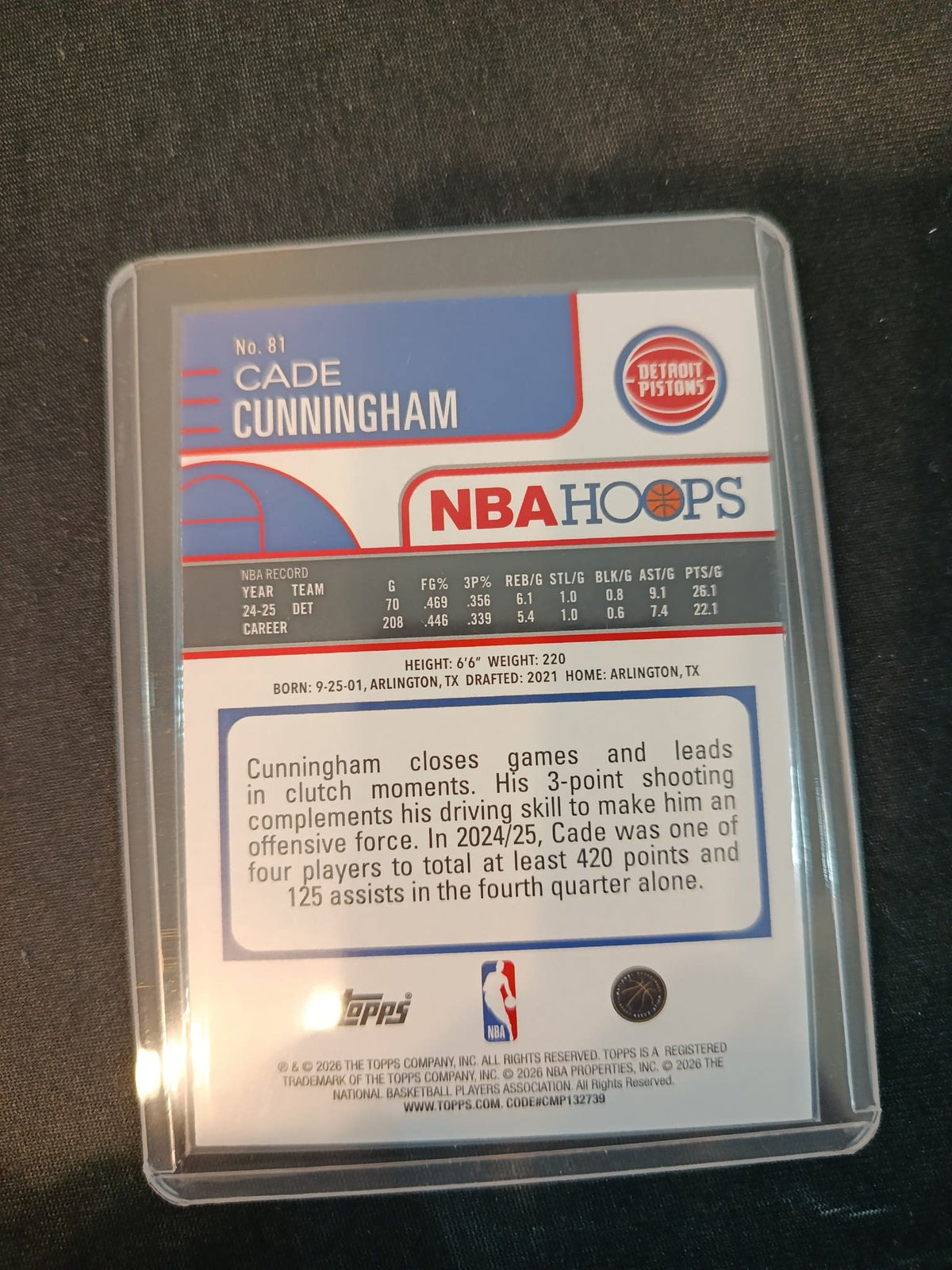 2025-26 Topps NBA Hoops Cade Cunningham Silver #81 - view 2