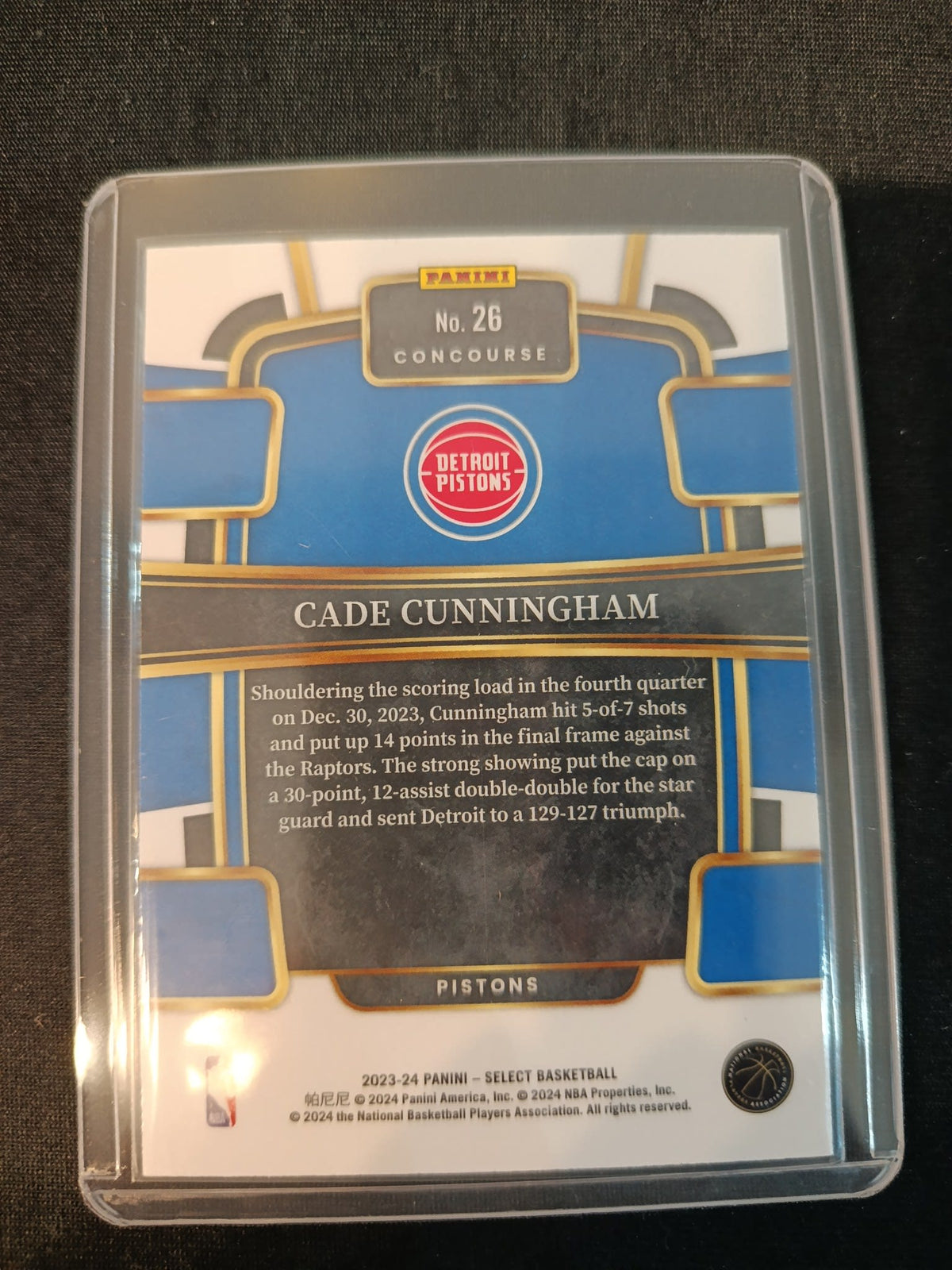 2023-24 Panini Select Concourse Cade Cunningham #26 - view 2