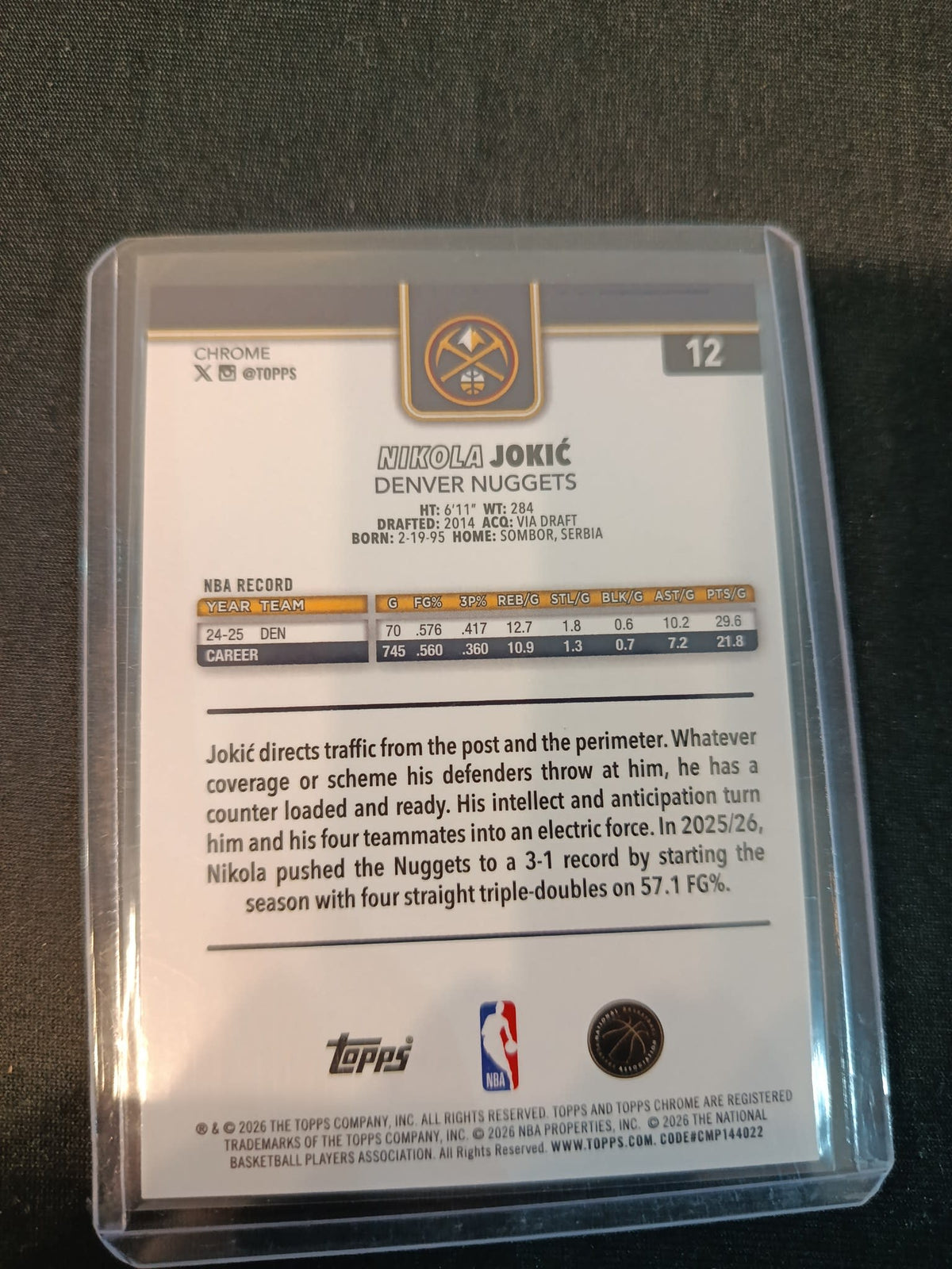 2025-26 Topps Nikola Jokić Gold #12 - view 2