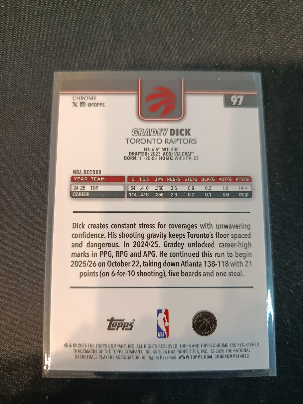 2025-26 Topps Gradey Dick Cracked Ice #97 - view 2