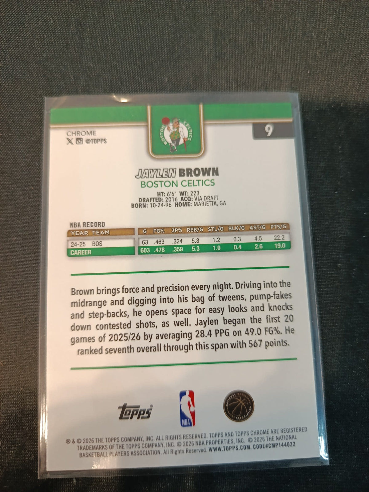 2025-26 Topps Celtics Jaylen Brown Cracked Ice #9 - view 2