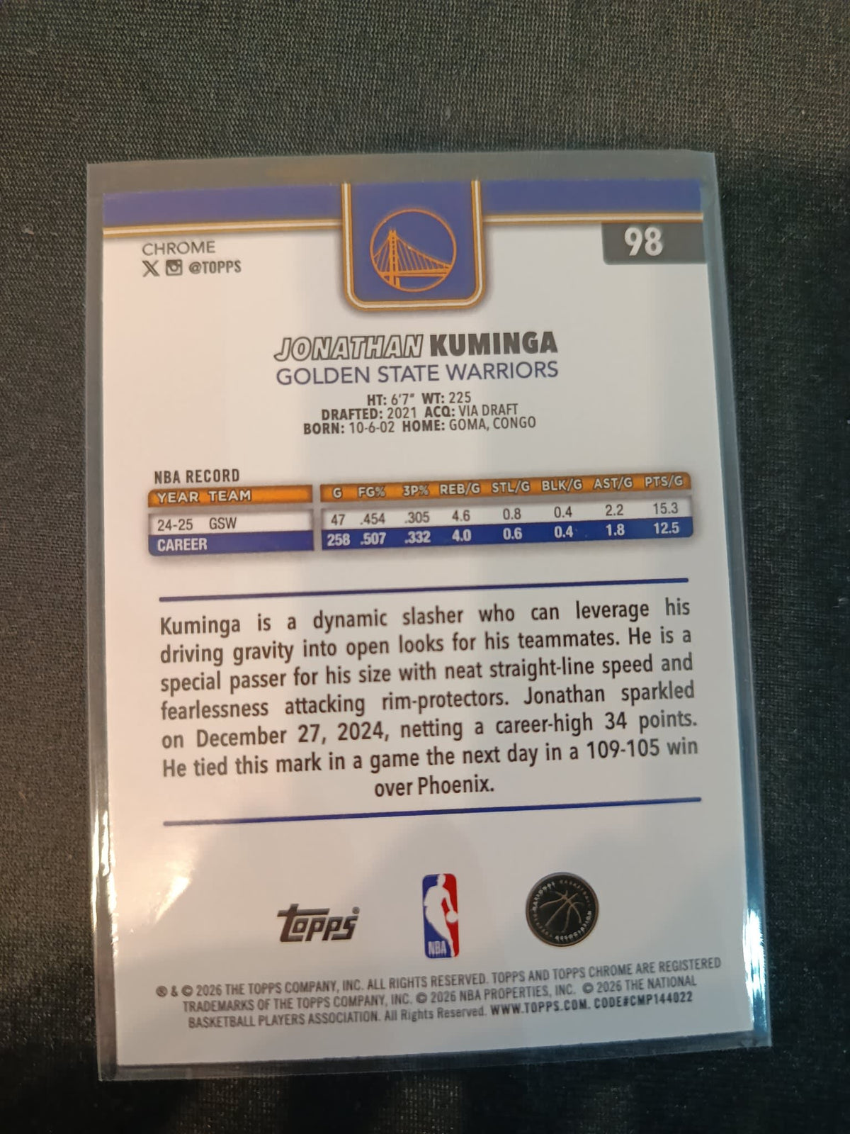 2025-26 Topps Jonathan Kuminga Disco #98 - view 2