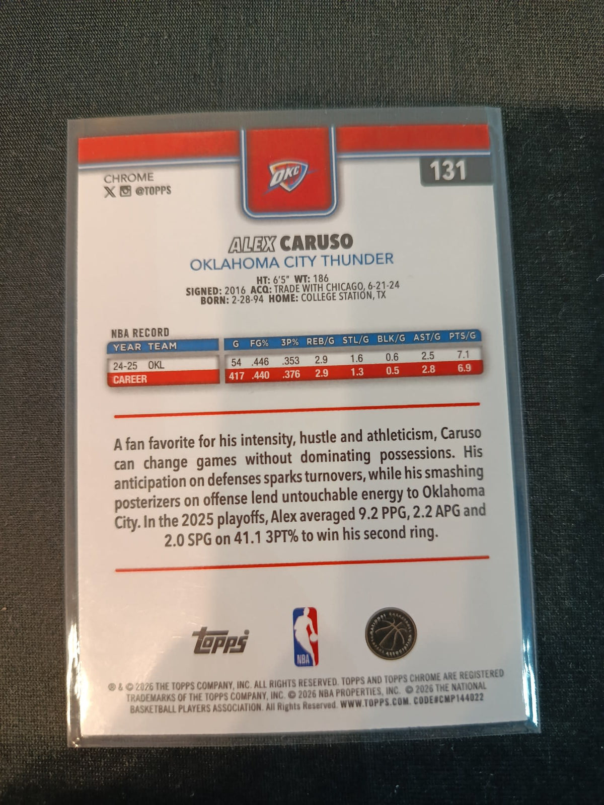 2025-26 Topps Alex Caruso Cracked Ice #131 - view 2