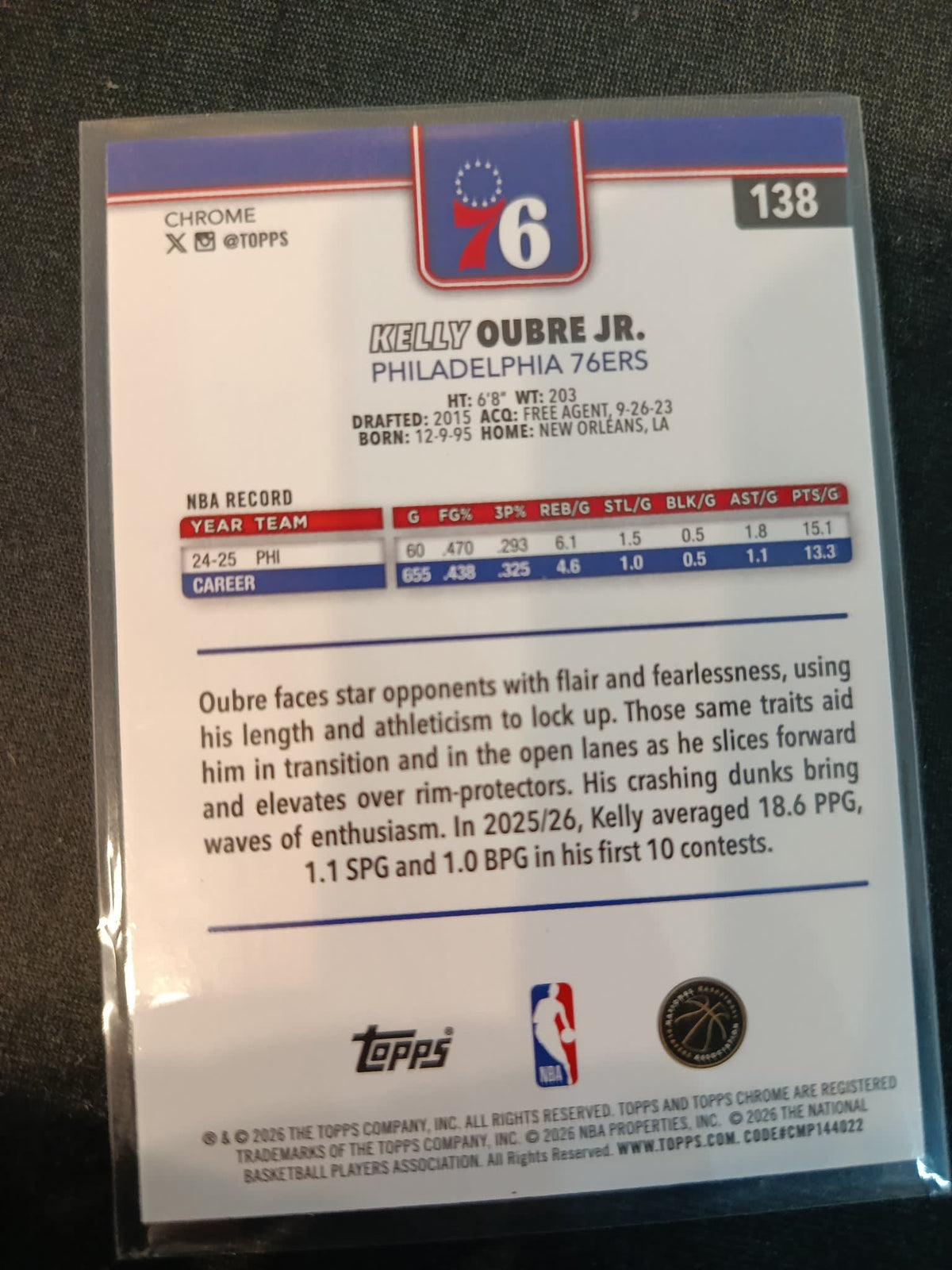 2025-26 Topps Kelly Oubre Jr. Cracked Ice #138 - view 2