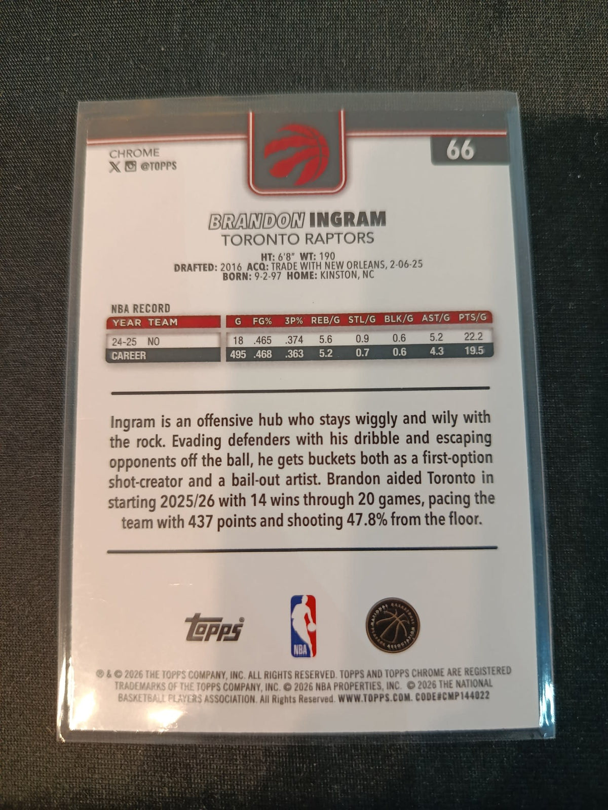 2025-26 Topps Brandon Ingram Cosmic Refractor #66 - view 2