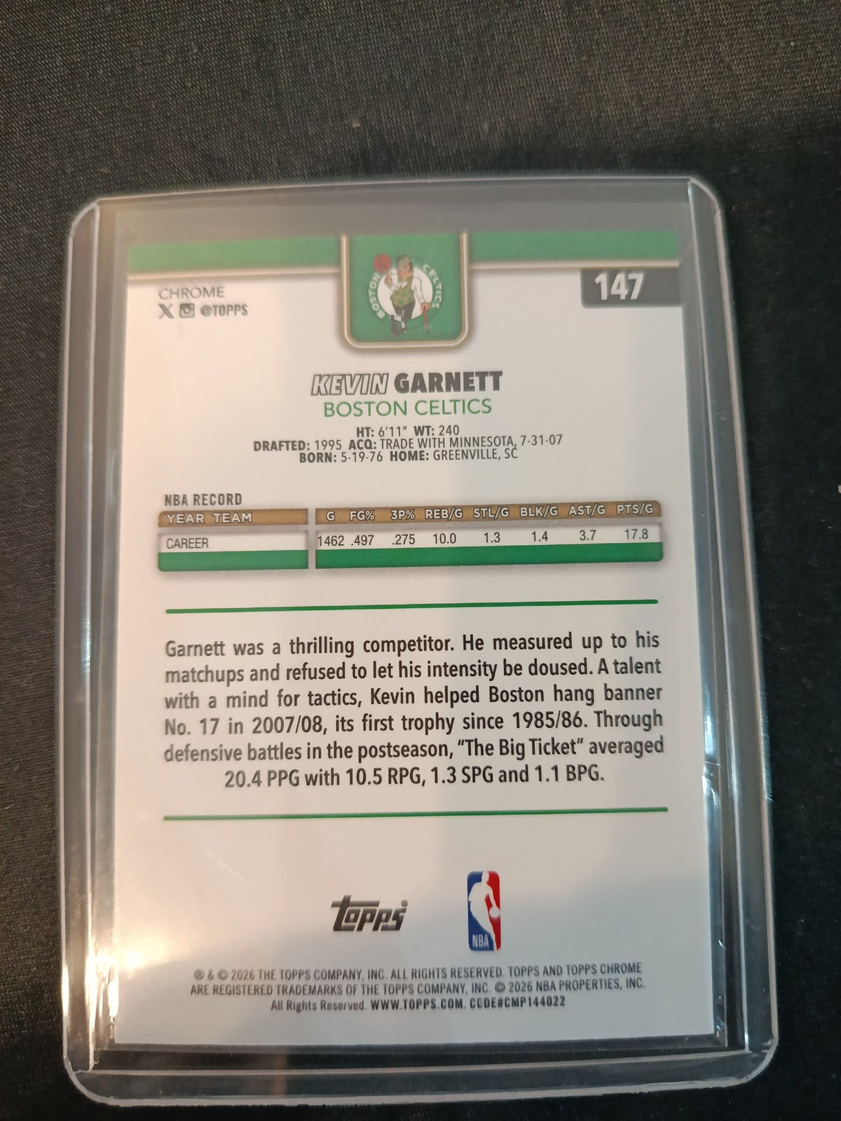 2026 Topps Kevin Garnett Refractor #147 - view 2