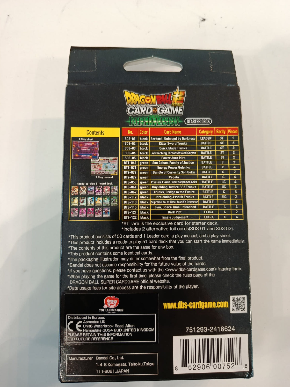Dragon Ball Super Card Game Dark Invasion (SD3) Bardock, Unbound by Darkness Starter Deck - view 2