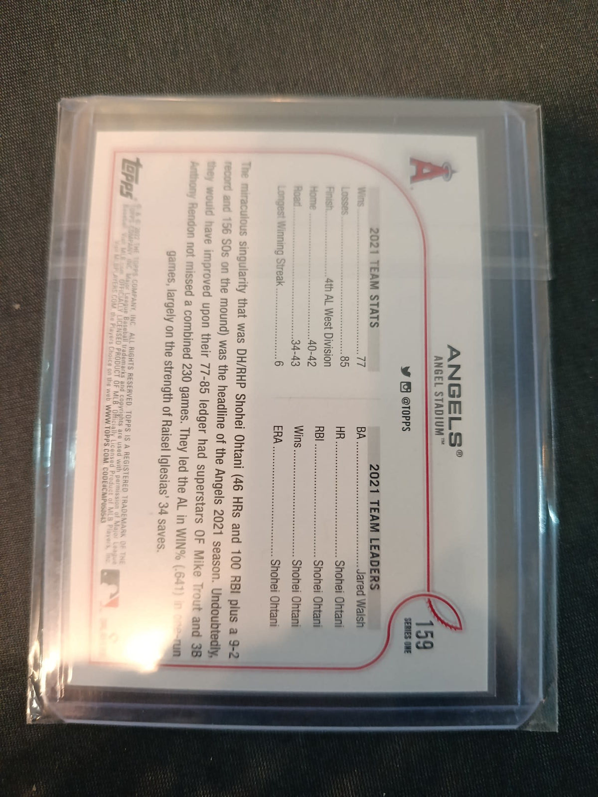 2022 Topps Team Card Los Angeles Angels #159 - view 2