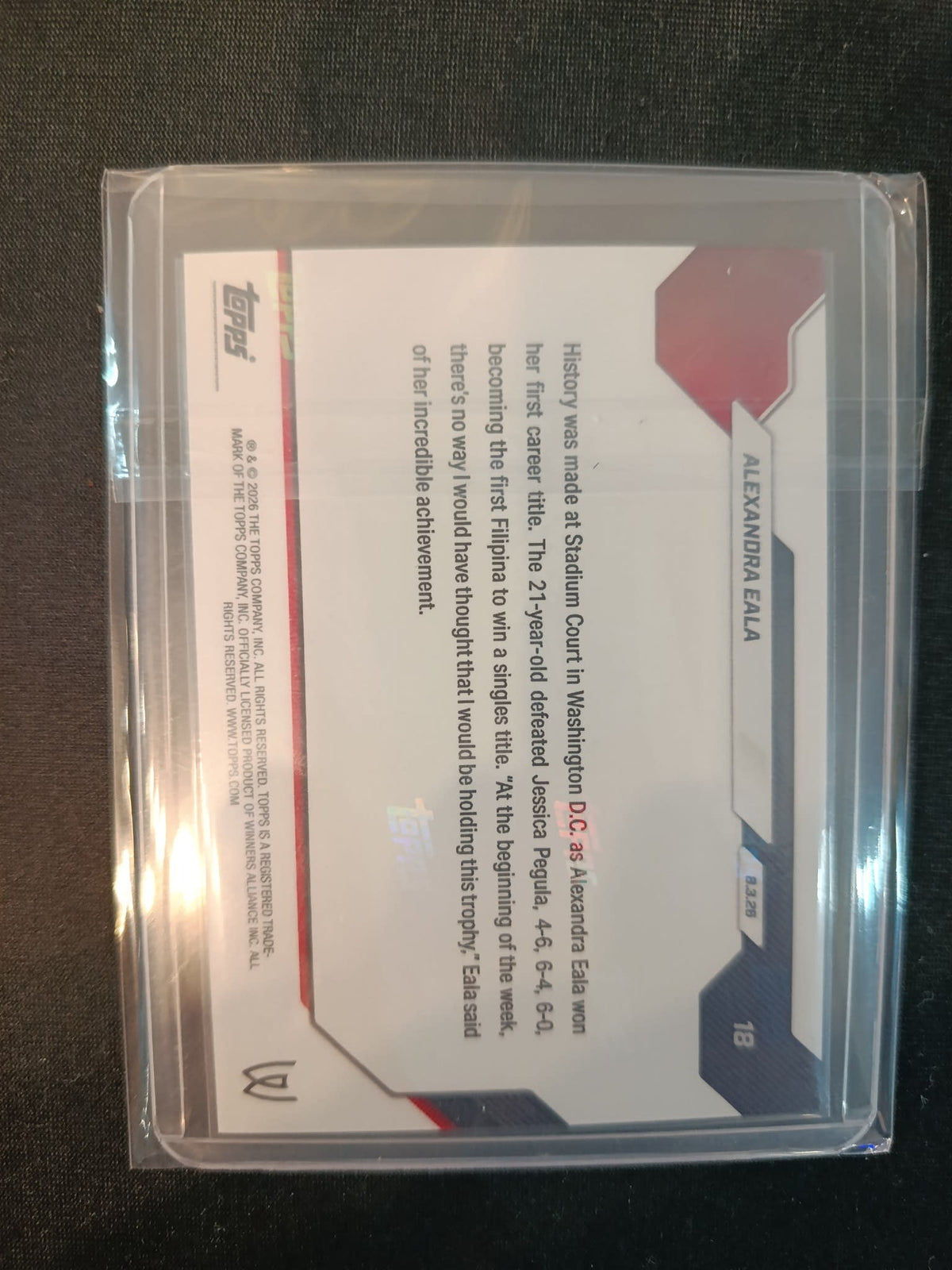 2026 Topps Celebrates First Title in Nation's Capital Alexandra Eala #18 - view 2