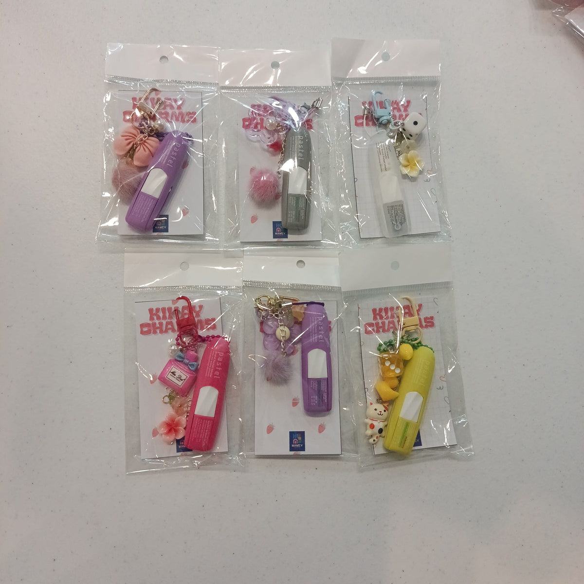 Kimay Charms Pastel Lip Balm Keychain Charms Assorted Pastel Lip Balm Keychain Charms