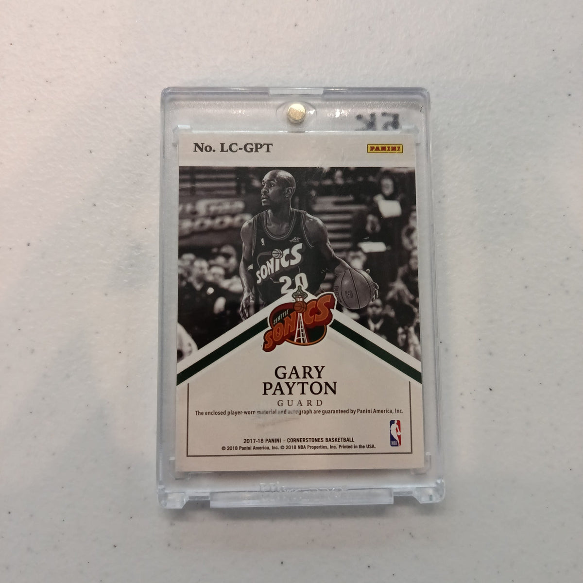2017-18 Panini Cornerstones Basketball Legendary Cornerstones Gary Payton #LC-GPT - view 2