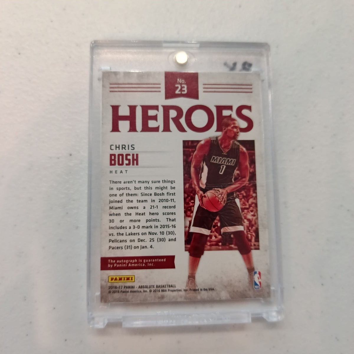 2016-17 Panini Absolute Basketball Heroes Autographs Chris Bosh #23 - view 2
