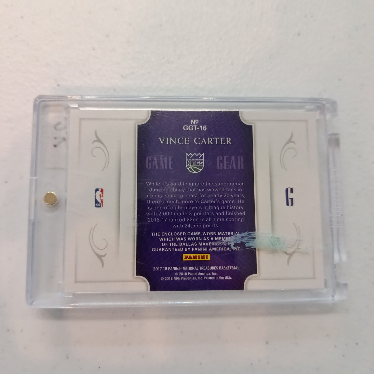 2017-18 Panini National Treasures Game Gear Vince Carter #GGT-16 - view 2