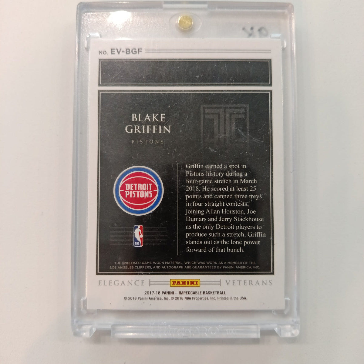 2017-18 Panini Impeccable Elegance Blake Griffin Blue /25 #EV-BGF - view 2