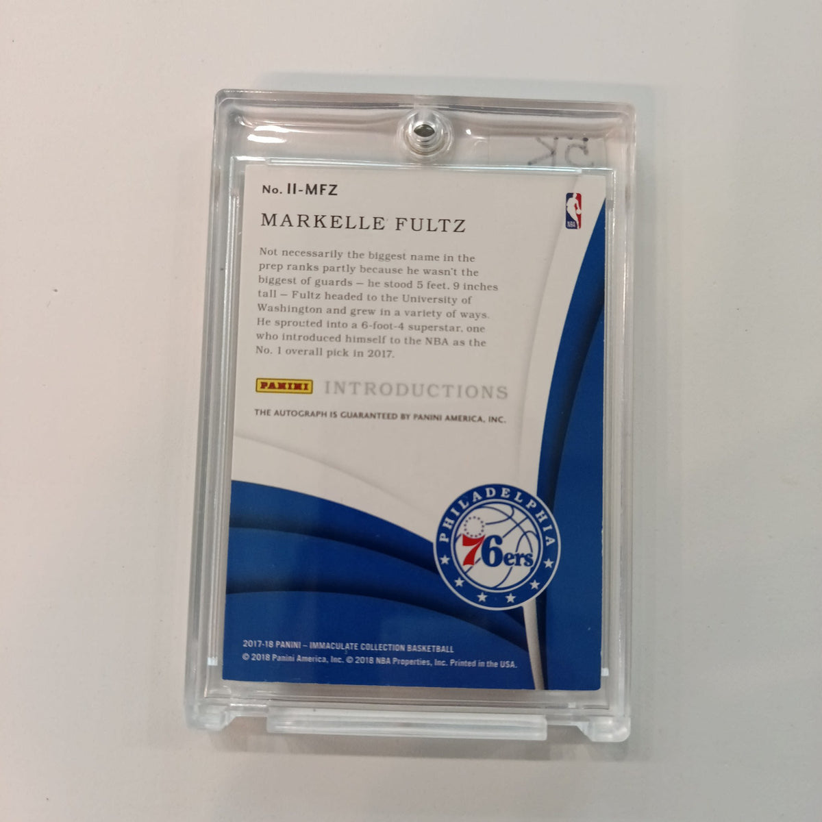 2017-18 Panini Immaculate Collection Introductions Markelle Fultz #II-MFZ - view 2