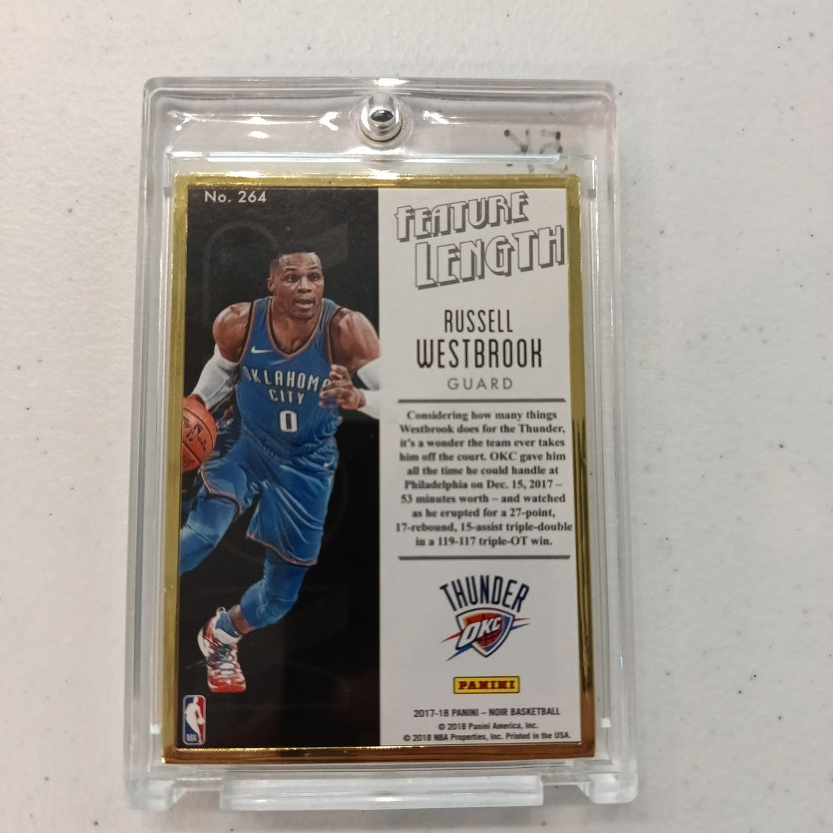 2017-18 Panini Noir Feature Length Russell Westbrook Gold /25 #264 - view 2