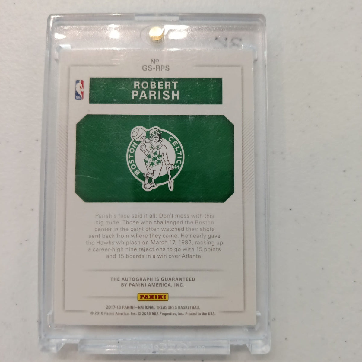 2017-18 Panini National Treasures NBA Greats Robert Parish #GS-RPS - view 2