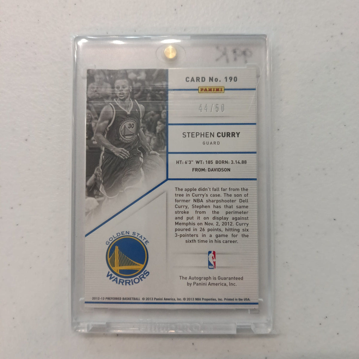 2012 Panini 2012-13 Preferred Basketball Stephen Curry 44/50 #190 Unknown Unknown - view 2