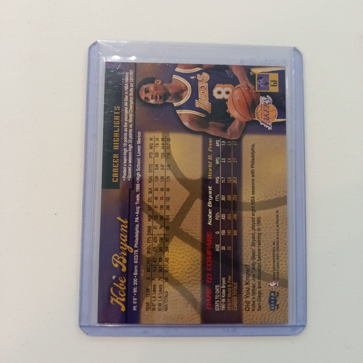 1998 Fleer Ultra Kobe Bryant #61 - view 2