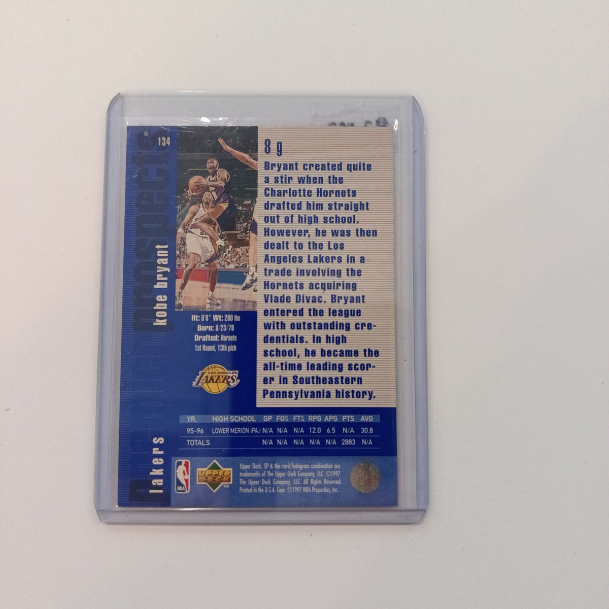 1997 Upper Deck SP Hardcourt Kobe Bryant #134 - view 2