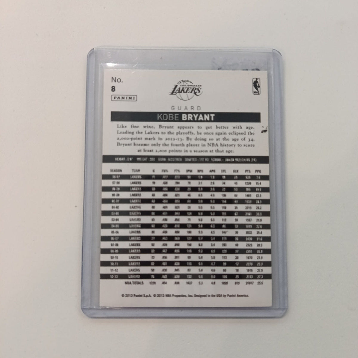 2013 Panini Hoops Kobe Bryant #8 - view 2