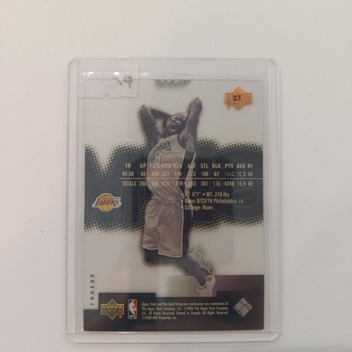 2000 Upper Deck Slam Kobe Bryant #27 - view 2