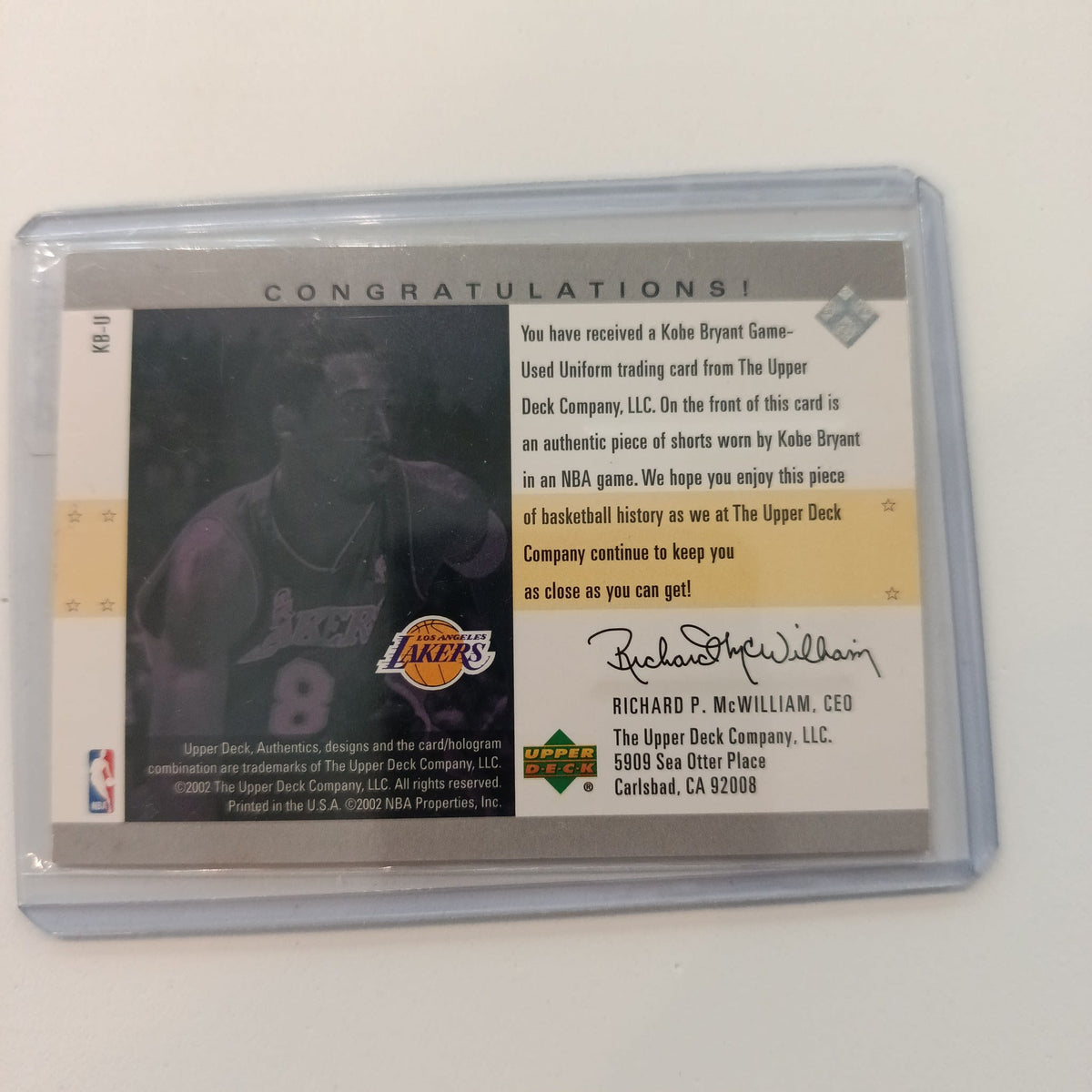 2002 Upper Deck UD Authentics Uniform Greatness Kobe Bryant #KB-U - view 2
