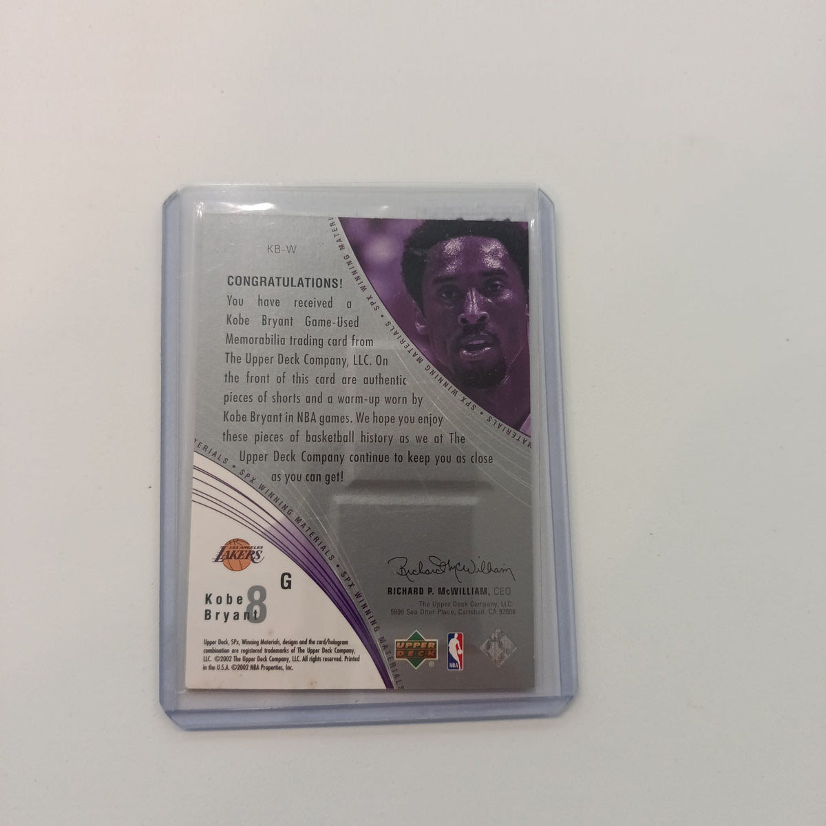 2002 Upper Deck SPx Winning Materials Kobe Bryant #KB-W - view 2
